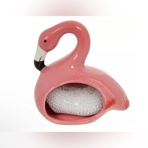 Pink Flamingo Scrubby Holder with White Srubby  ~ NWT